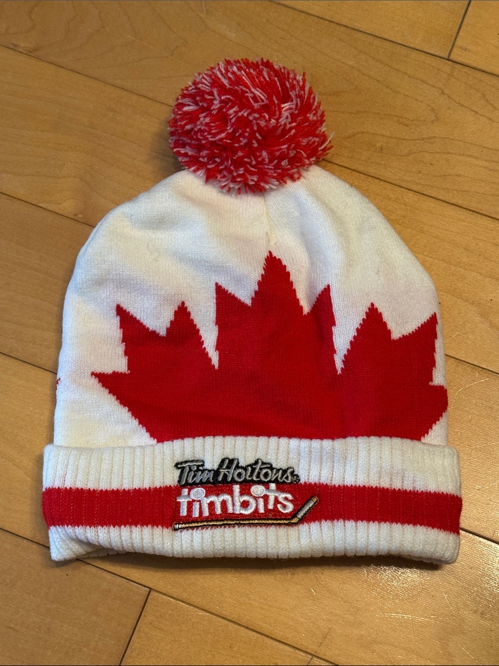 Kids Tim Hortons Sidney Crosby Inspired Team Canada Maple Leaf Pom Beanie